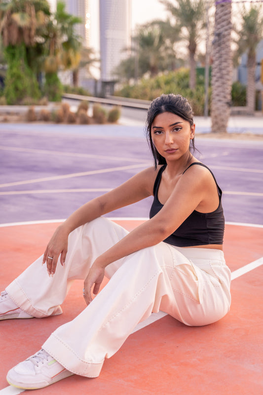 Buy white stitch Women cargo pants online in dubai