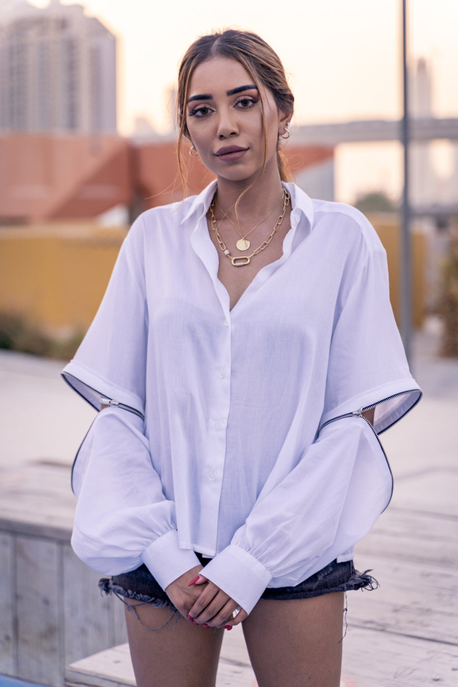 Buy customised white Women cotton shirt in Dubai