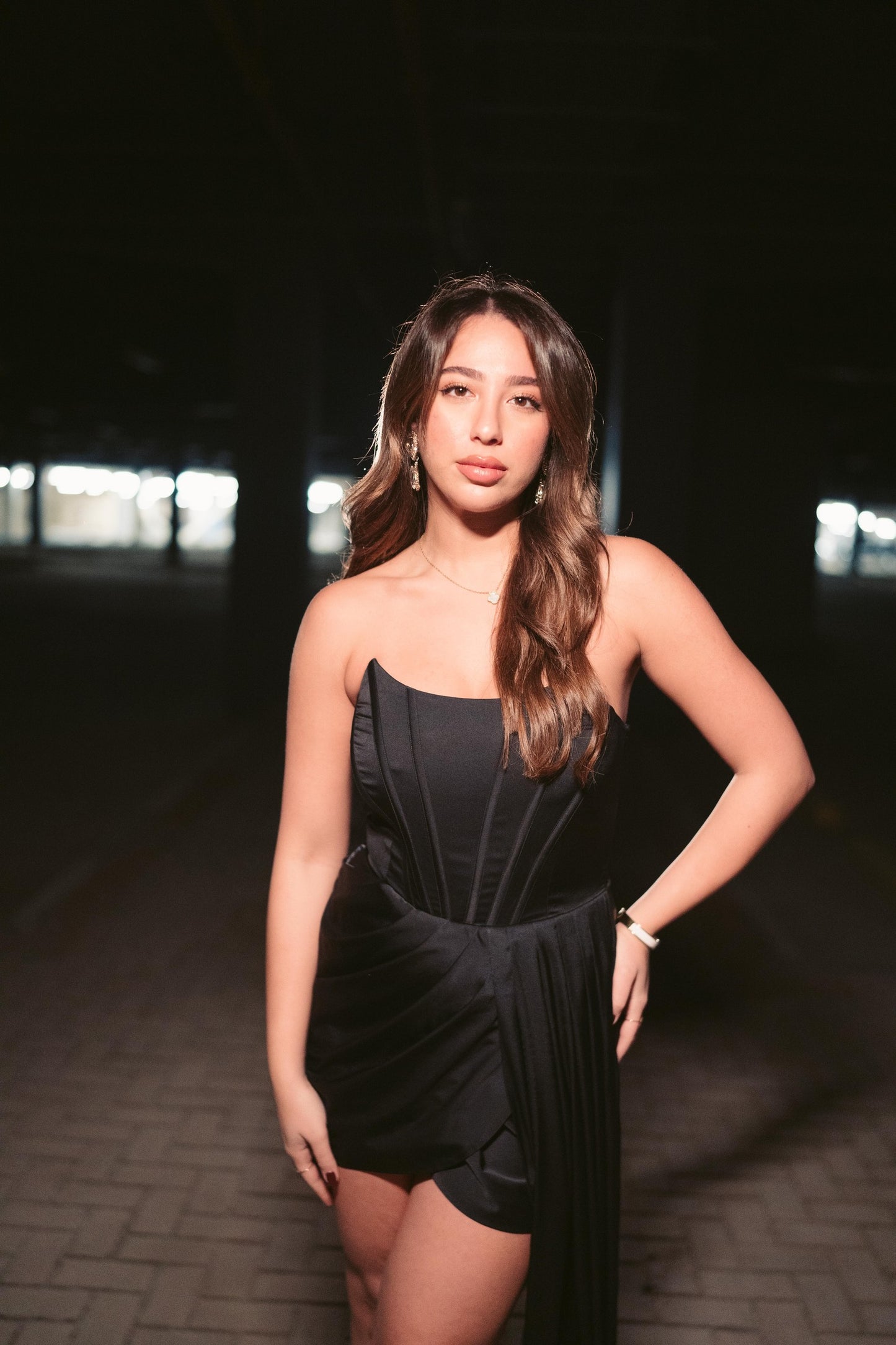 Buy a black coloured corset babydoll dress in Dubai