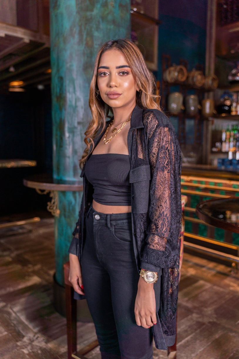 Buy delicate lace deniim shirt for Women online in Dubai