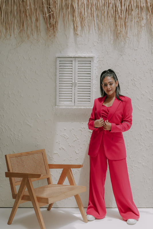 Buy Red ladies lueur blazer set in Dubai