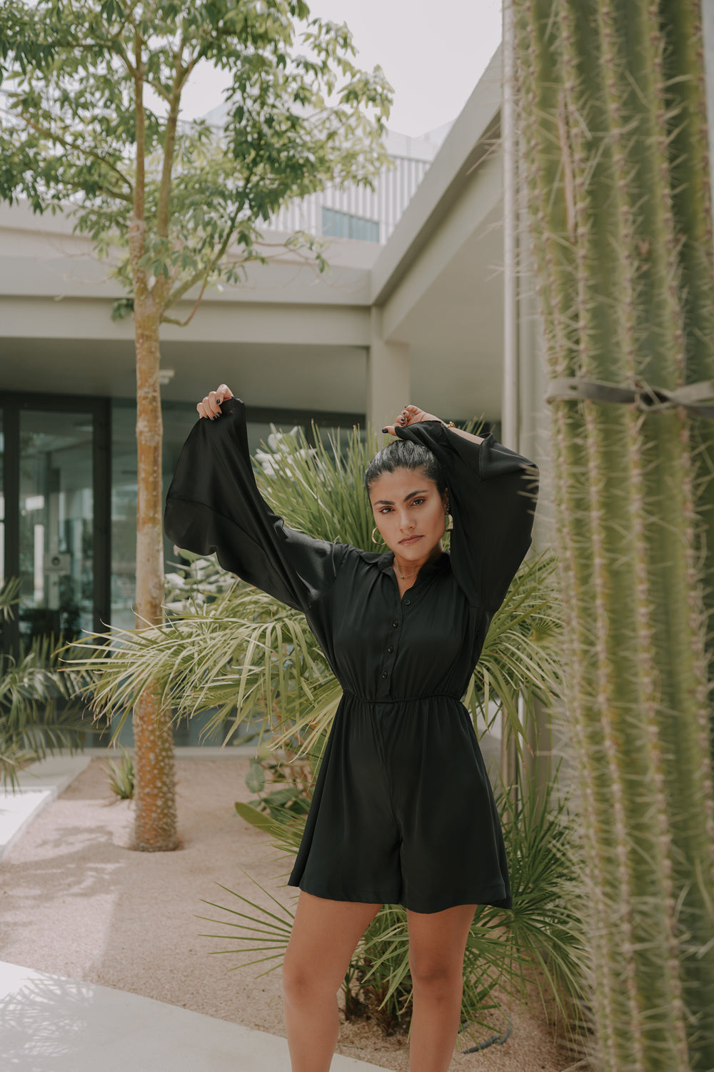 buy black versatile womens romper with flared shirts and shorts online in Dubai